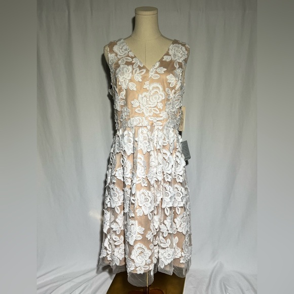 Eliza J Embroidered Mesh Fit & Flare Dress | 12 NWT - Picture 3 of 13